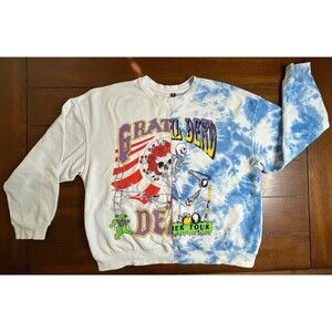 GRATEFUL DEAD Sweatshirt White Blue Long Sleeve H & M Divided LARGE